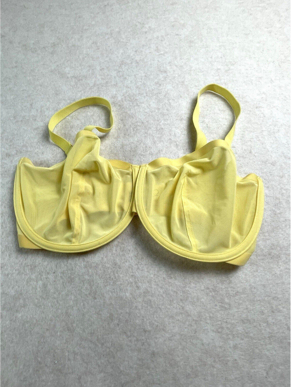 CUUP The Balconette Bra 34H Underwire Adjustable Straps Yellow Mesh Sheer NWOT